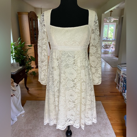 Free People White Lace Longsleeve Fairytale Dress - Picture 2 of 13